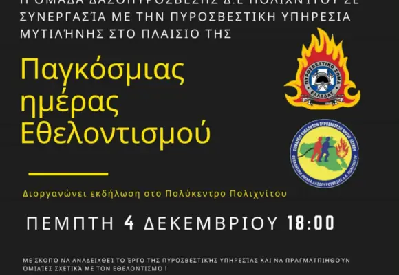 Εορταστικό κάλεσμα Ομάδας ΔΑΣΟΠΥΡΟΣΒΕΣΗΣ Δ.Ε. ΠΟΛΙΧΝΙΤΟΥ
